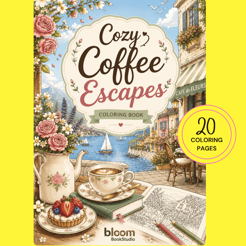 BloomBook Cozy Coffee Escapes สมุดระบายสีทุกวัย BLOOM133 ภาพประกอบ 20 หน้า