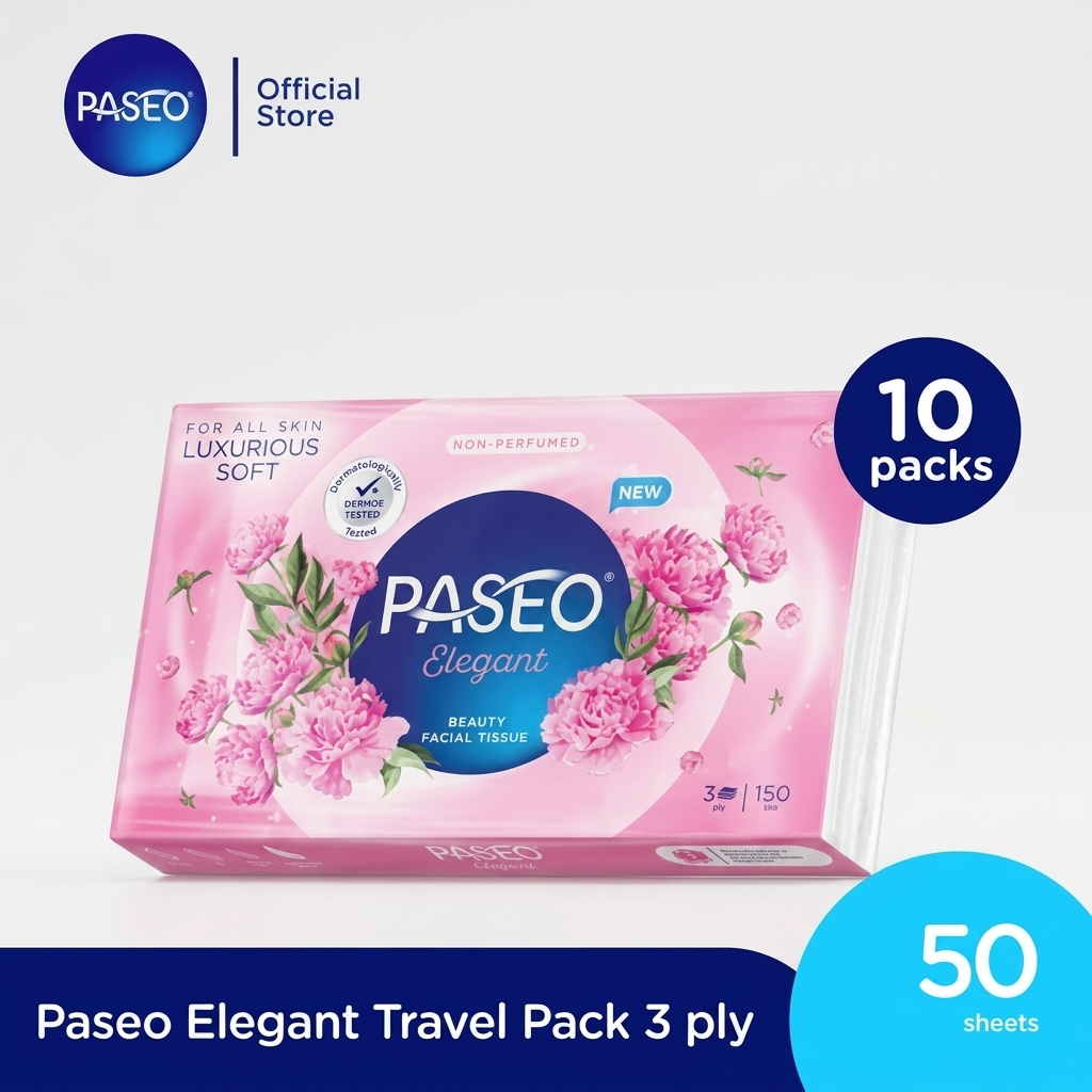 Paseio Smart Travel Tissue กระดาษเช็ดหน้า 108 แผ่น Travel Pack / PASEO TRAVEL PACK