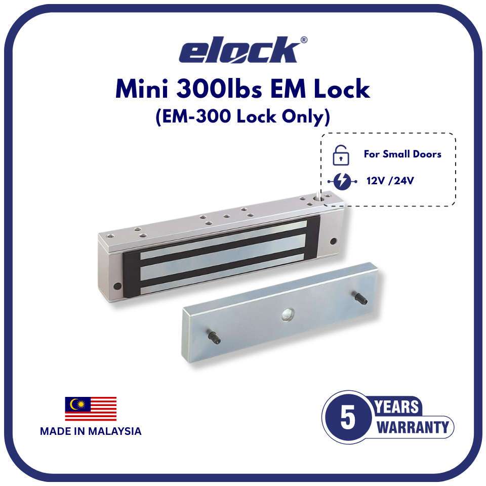 Elock EM-300 พร้อมขายึด ZL300 | 12/24 VDC 300lbs ประตู LED ล็อคแม่เหล็ก ประตูขนาดเล็ก | ล็อคประตูแม่