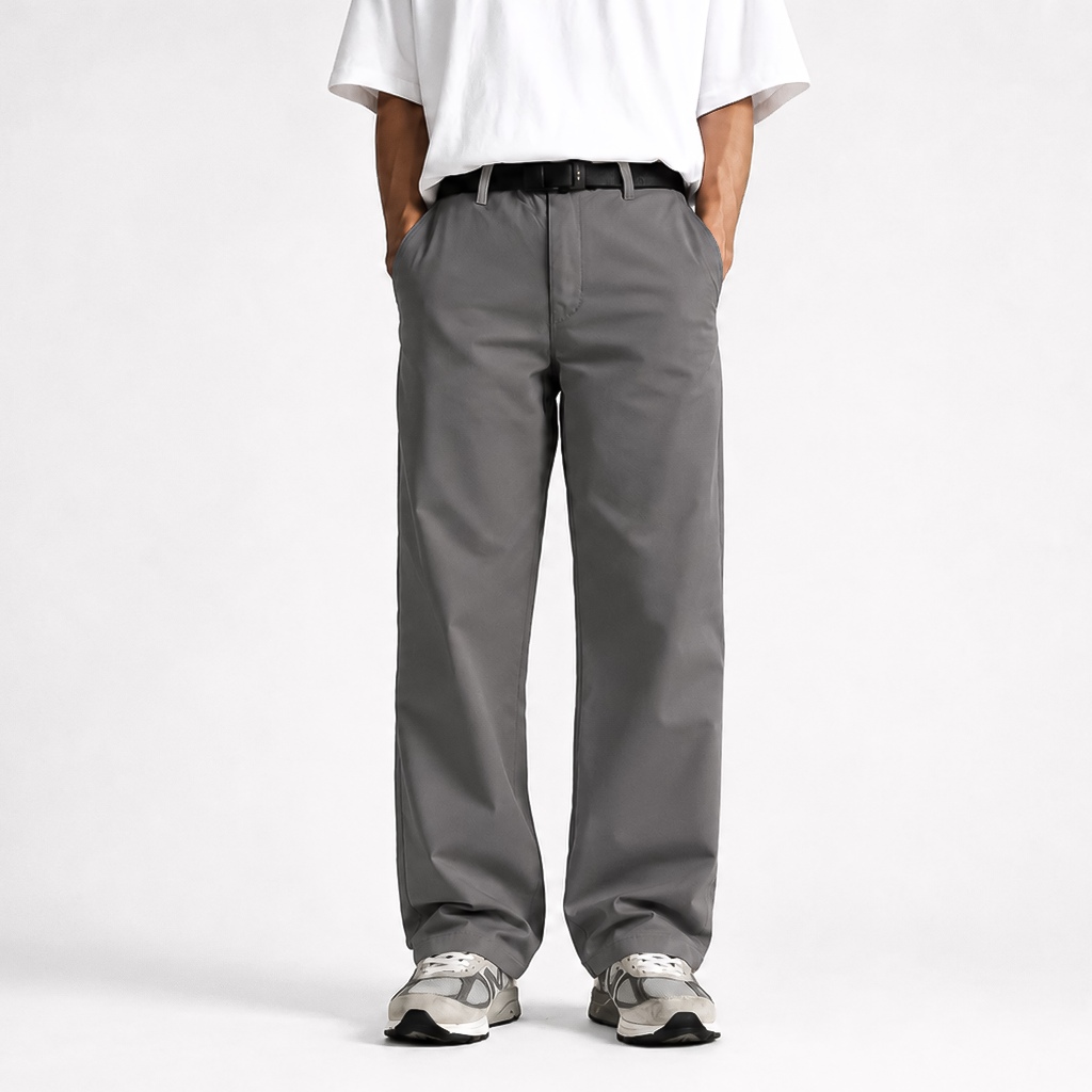 NVSR Long Chino Loose Pants สีเทา - Alden | กางเกงขายาวผู้ชายสีเทา Chino - Alden
