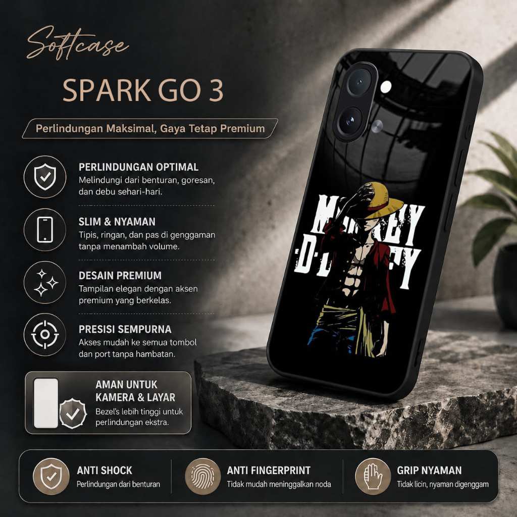 Softcase Glass Glitter สําหรับ Tekno Spark Go 3 - ปลอก Hp Tekno Spark Go 3 - เคสป้องกัน Hp Tekno Spa