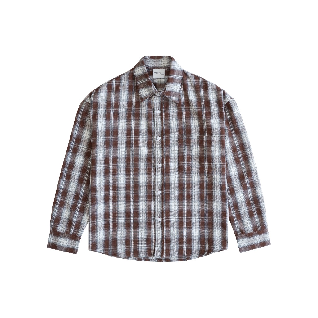 GrowthCasual - เสื้อตัวยาว Espresso Slate Flannel