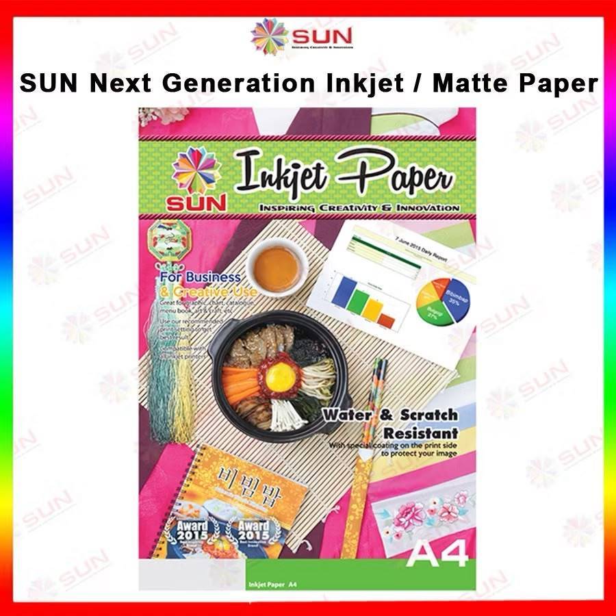 A4 Sun Inkjet Paper Next Generation Single Side A4 Photo Paper (110 130 200 แกรม)