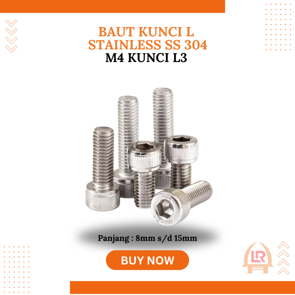 Bolt L M4 Stainless Steel SS 304 / สกรูหัวจม / M.4 (8mm to 15mm) P0.7