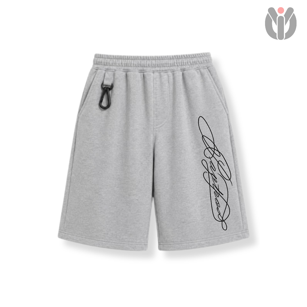 Iyothu Mens and Womens Fleece Grey Misty Jorts Pants | Jorts Fleece Short Jorts Fleece 280gsm กางเกง