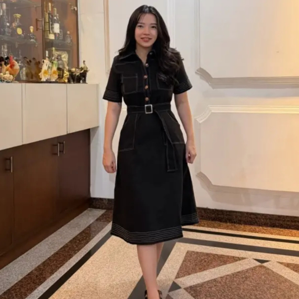 LOVID Melinda Dress Softjeans Stretch + Buttons