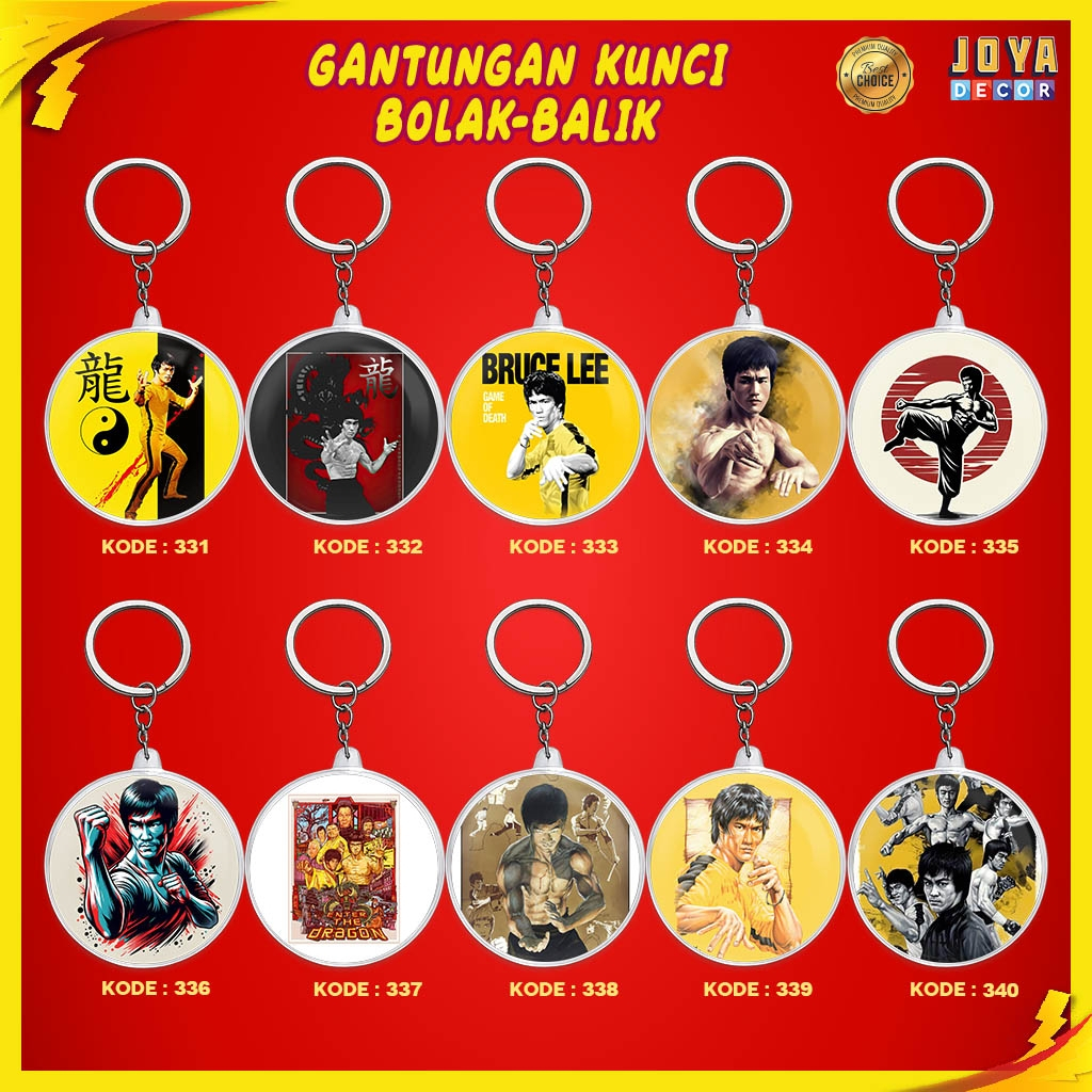 GANTUNGAN BRUCE LEE KEYCHAIN / BRUCE LEE ACRYLIC KEYCHAIN / BRUCE LEE ROUND KEYCHAIN XJ