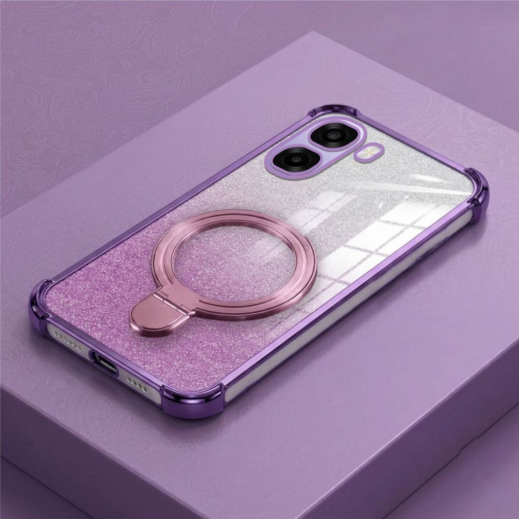 Oppo A6 A6x A6t A6t Pro Glitter Anti Crack Magnetic Magsafe Stand Case