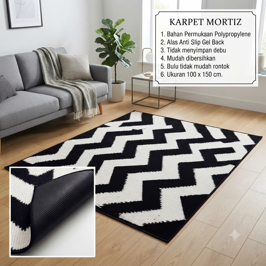 ใหม่ MORITZ CLASSIC CARPET / LIVING ROOM CARPET / ANTI-SLIP FUR CARPET - ZEBRA MOTIF