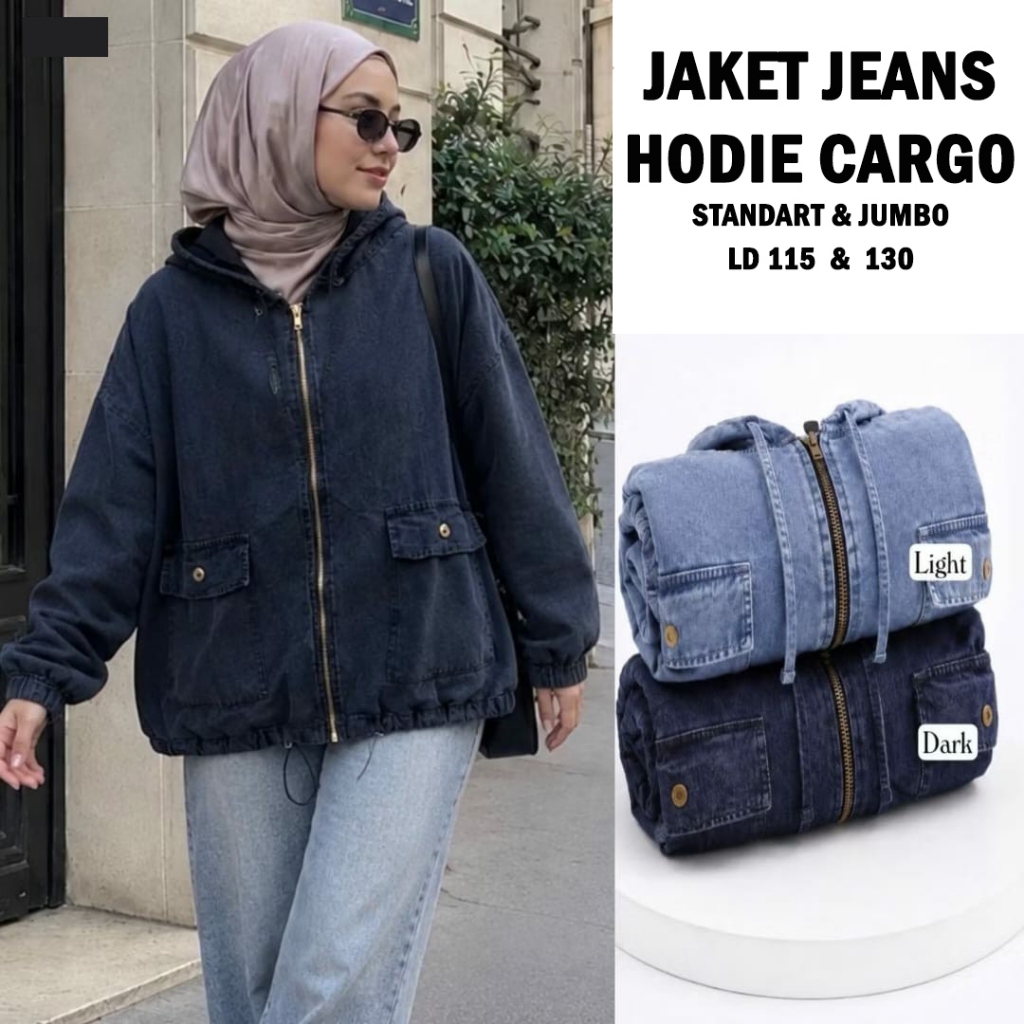 ใหม่ JUMBO CARGO JEANS HODIE JACKET JUMBO ZIPPER HODIE JACKET CARGO POCKET