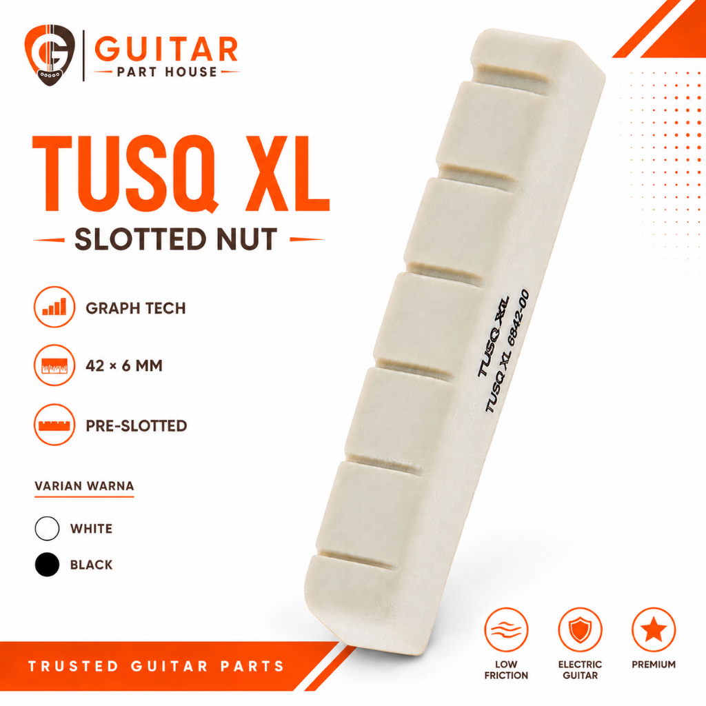 Graph Tech TUSQ XL Nut PQL-6642-00 Slotted Electric Guitar Nut 42 x 6 mm – สีขาว / ดํา