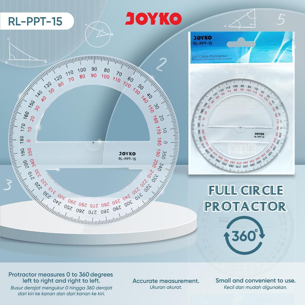 JOYKO ไม้โปรแทรกเตอร์แบบเต็มวงกลม RL-PPT-15 360"