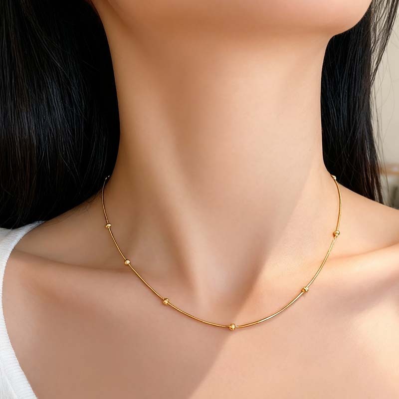 (X) สร้อยคอไทเทเนียมผู้หญิง Boba Eel Chain Jedar สวยน่ารัก SK237