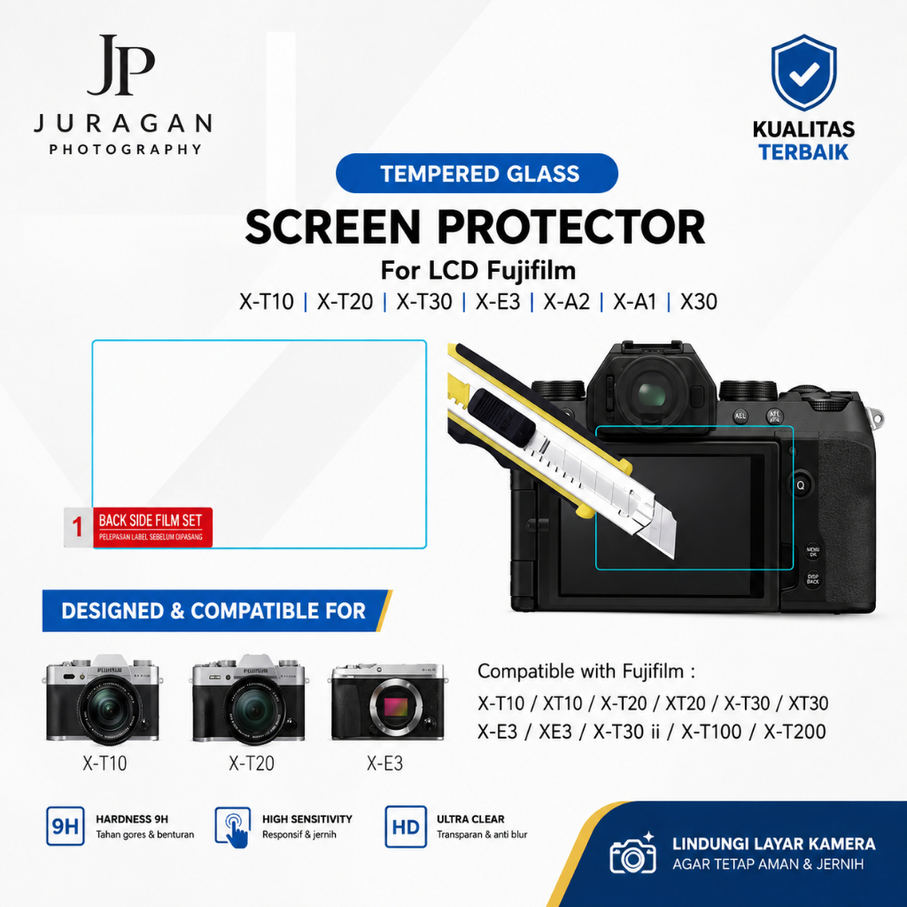 JP กระจกนิรภัยสําหรับ LCD Fujifilm X-T10 X-T20 X-T30 X-E3 X-A2 X-A1 X30 / X-T30 ii / X-T100 / X-T200
