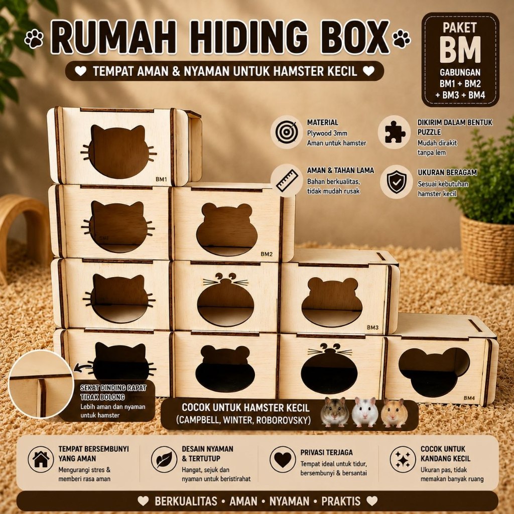 (BM Package) BUNDLING PACKAGE] Hamster Hiding Box House - BM1 Complex Set + BM2 + BM3 + BM4