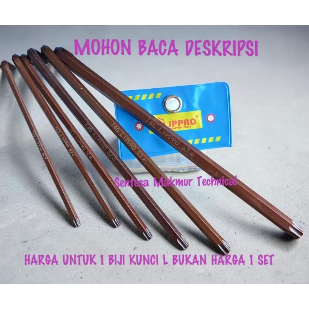 LIPPRO LONG Flower Star L Key ไม่มีรู Tamper Star Key ยาวพิเศษ T20 / T25 / T27 / T30 / T40 / T45