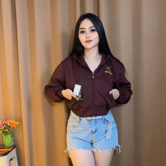 SIXTEEN HOODIE ZIPPER CROP THICK MATERIAL 280 GSM