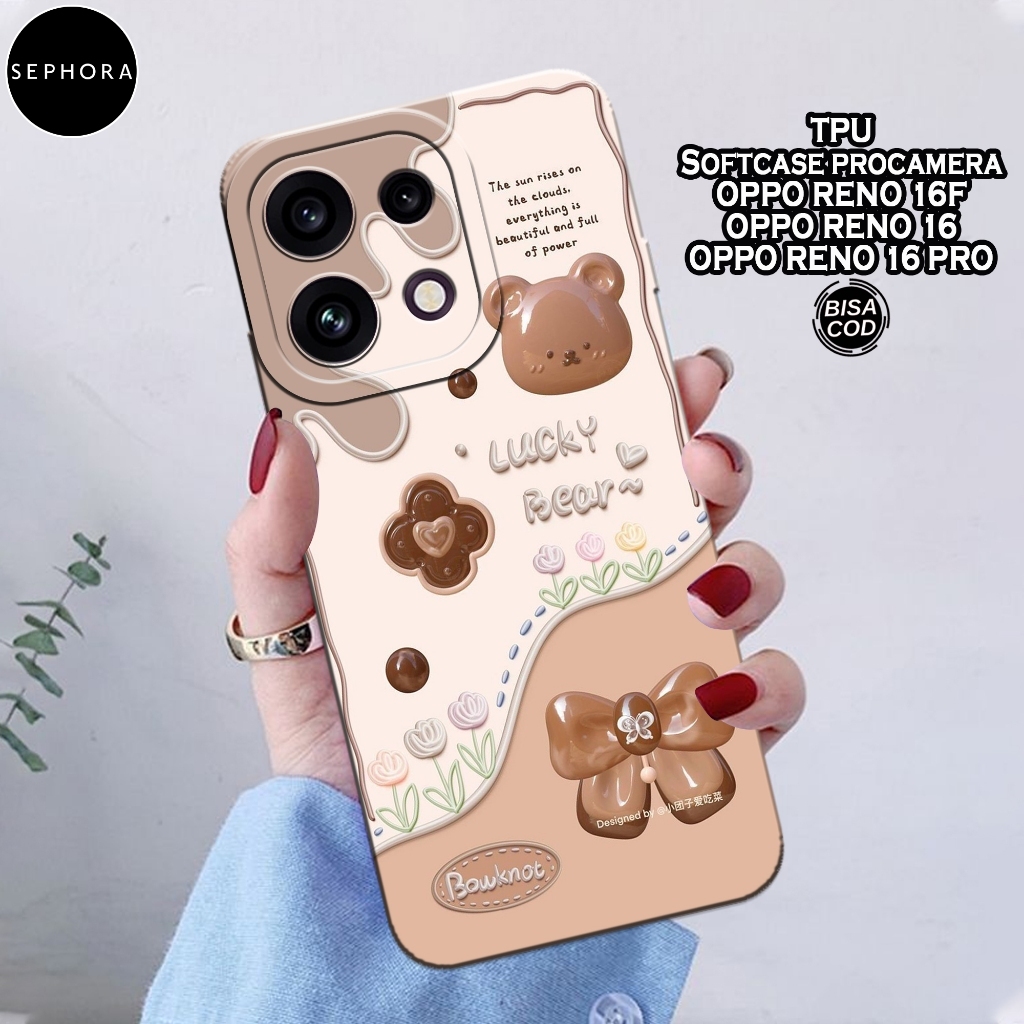 เคส HP OPPO Reno 16F/16 Pro 2026 - เคสแฟชั่น หมีน่ารัก - OPPO Reno 16F/16 Pro Softcase - เคสกล้อง Pr