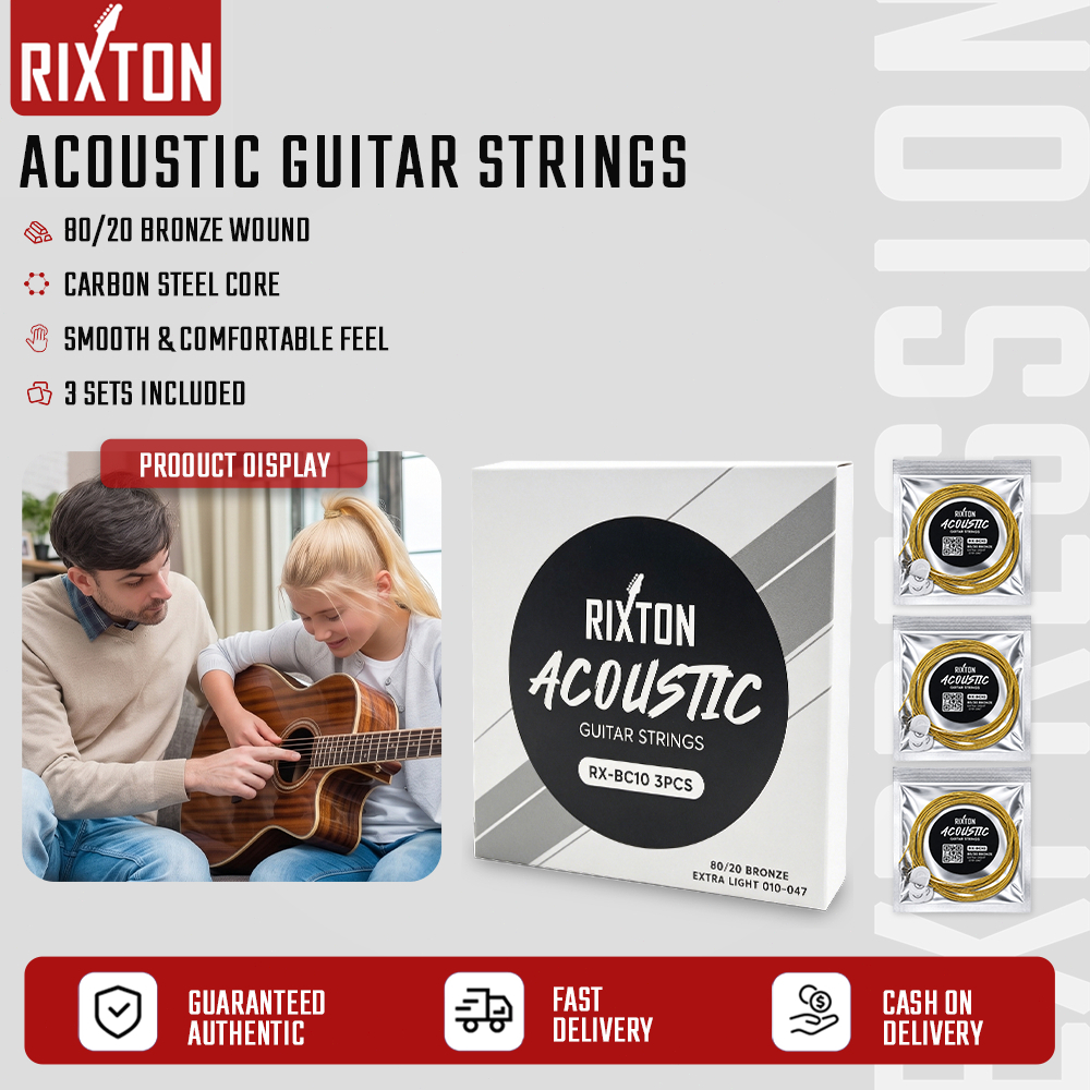 RIXTON สายกีต้าร์โปร่ง 3 ชุด 80/20 Bronze 010-047 เหล็กคาร์บอนน้ําหนักเบาพิเศษ RX-BC10