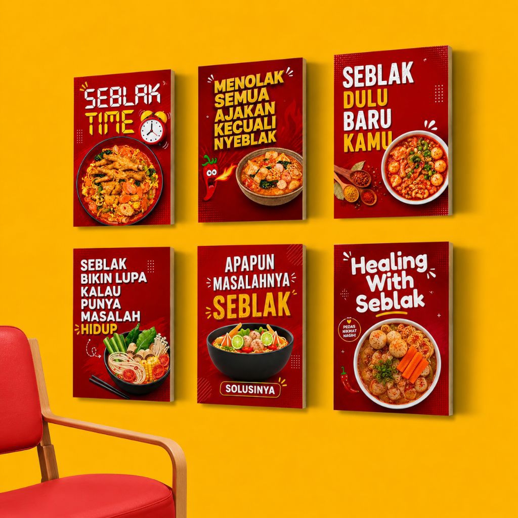 การตกแต่งผนัง Aesthetic Seblak, โปสเตอร์ Seblak, ตกแต่งร้านคาเฟ่, ตกแต่งผนัง Seblak พิเศษ