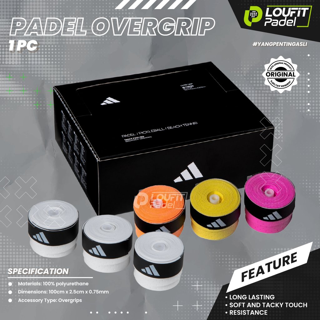 Adidas Overgrip Grip Racket Padel Tennis Original (1 ชิ้น) Grip Padel Adidas สีขาว / ชมพู / ส้ม / เห