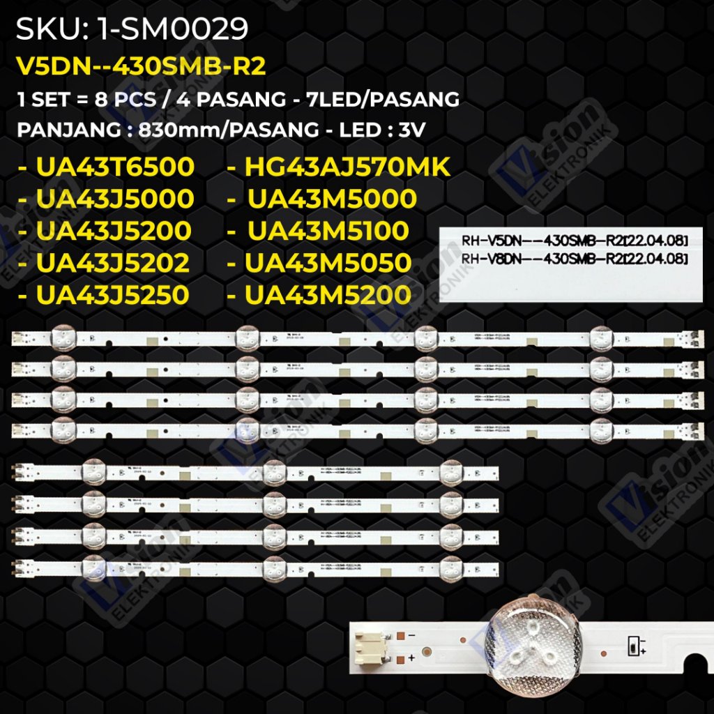Samsung 43 นิ้ว TV Backlight HG43AJ570MK UA43J5000 UA43T6500 UA43J5200 UA43J5202 UA43J5250 UA43M5000