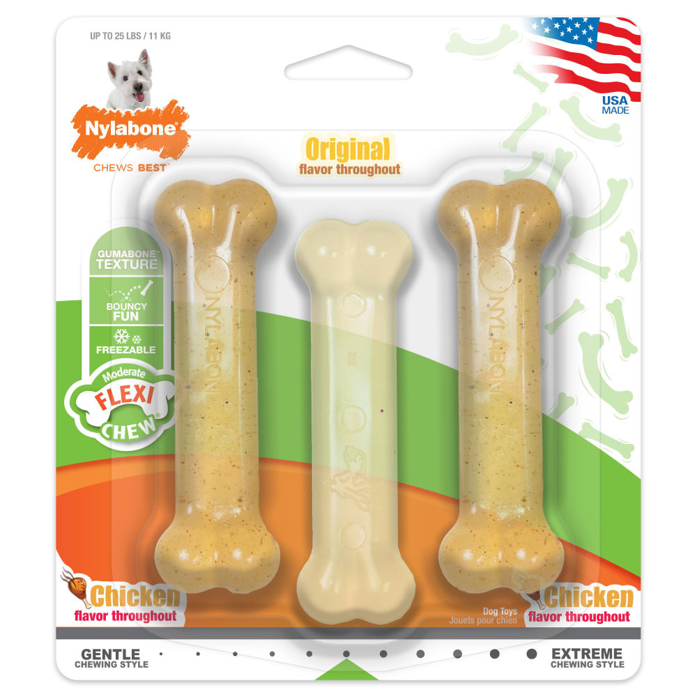 Nylabone NX106P Flexi Chew Bone Triple Pack (ไก่ละ 2 ตัว+1 อัน) - ปกติ