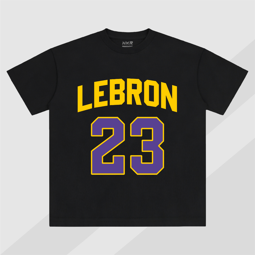 Nakara - เสื้อยืดผ้าฝ้ายขนาดใหญ่ Heavyweight - Tribute To Player Lebron - สีดํา