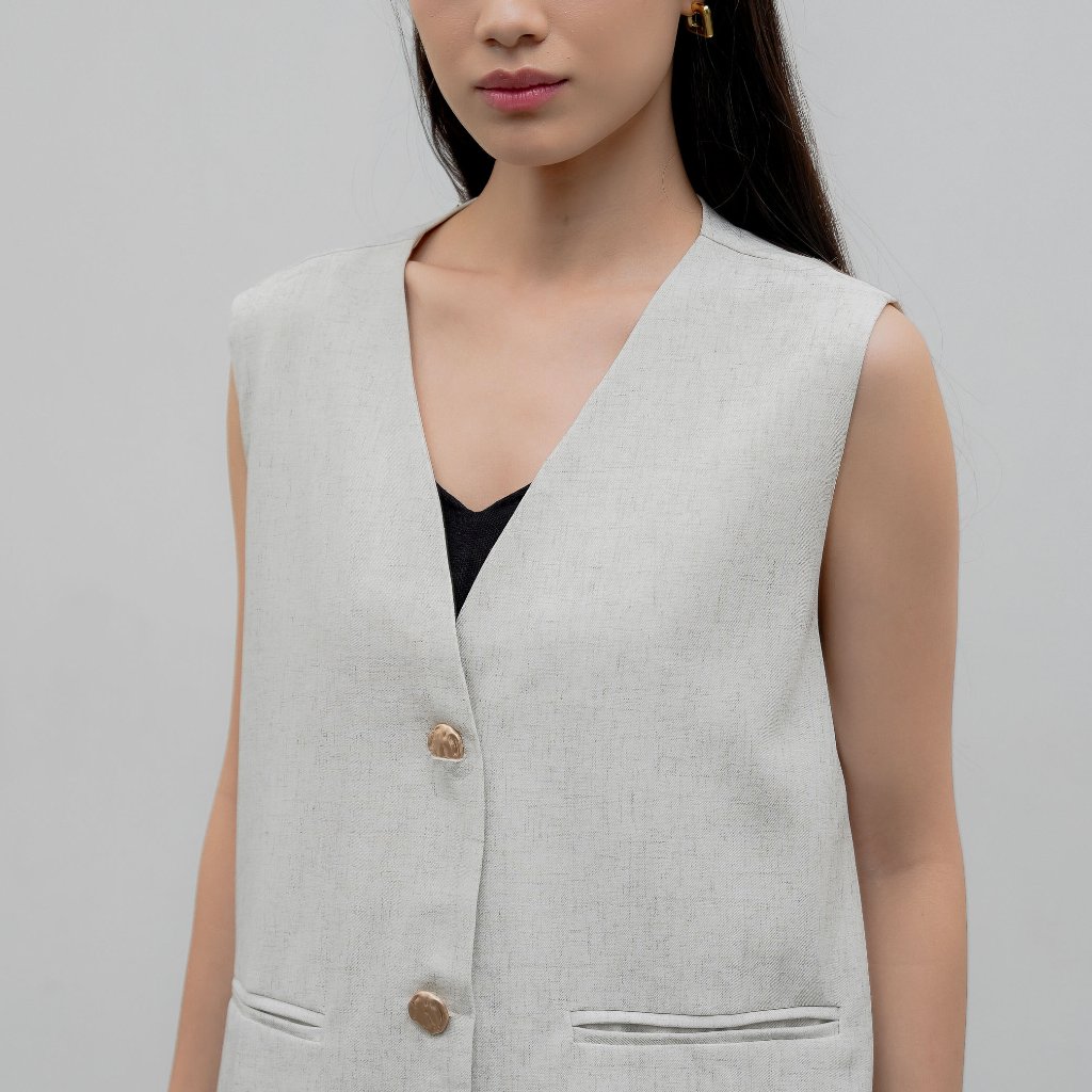 This Is April Viravia Womens Sleeve Casual Official Look Vest สีเทาอ่อน 60100800