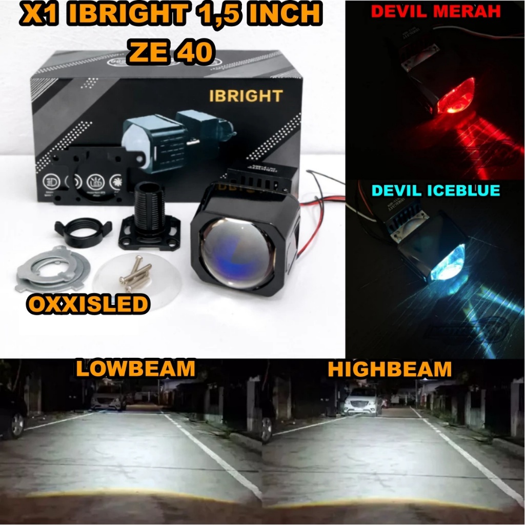 IBRIGHT Bild Matrix X1 Devil Eye ไฟหน้าอลูมิเนียมเต็มรูปแบบ ZE40 ZE41 1.5inc