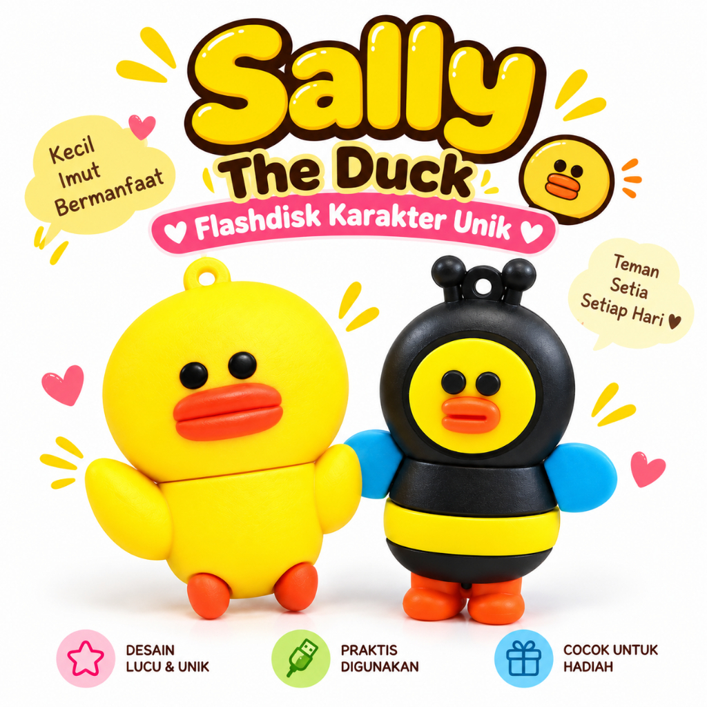 USB FLASHDISK UNIQUE CHARACTER SALLY สีเหลือง DUCK และ FRIENDS คอสเพลย์ REAL CAPACITY 8GB / 16GB / 3