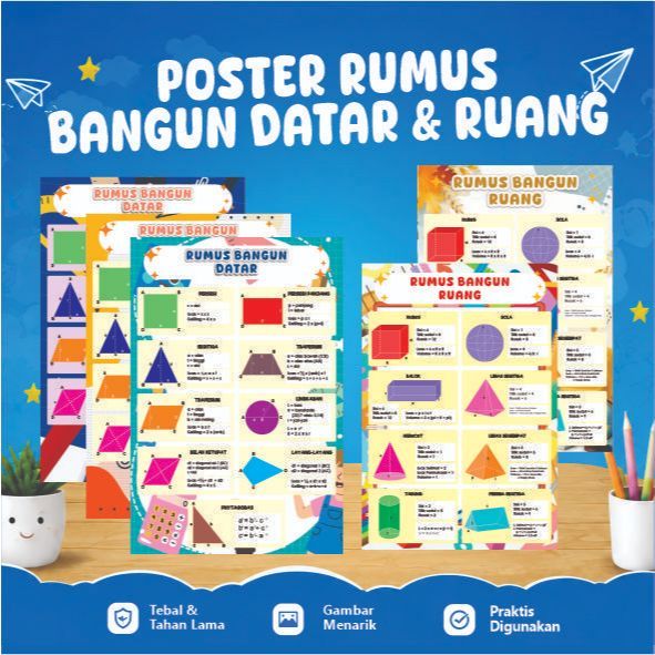 ES88- โปสเตอร์เพื่อการศึกษา FLAT BANG และ ROOM BANGUN A3+ ขนาด