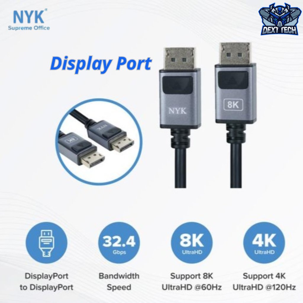 NYK Cable Display Port Cable DP 8K GOLD 1.8 เมตร