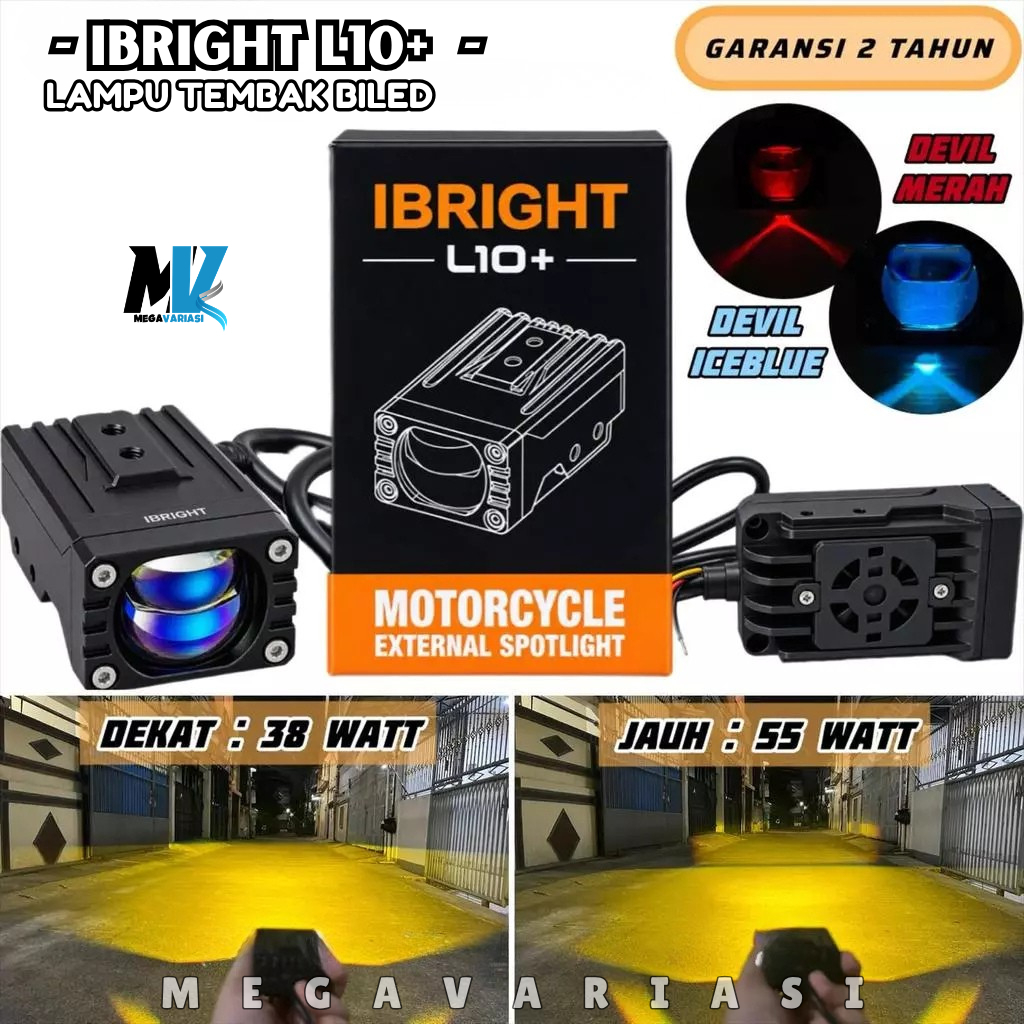 MATA IBRIGHT L10+ Original Bluelens 1-Eye Flat Biled Spotlight พร้อมพัดลมระบายความร้อนและดวงตาปีศาจ