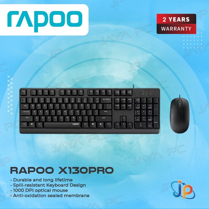 Rapoo X130 Pro Combo คีย์บอร์ด USB แบบมีสายและเมาส์ออปติคอล