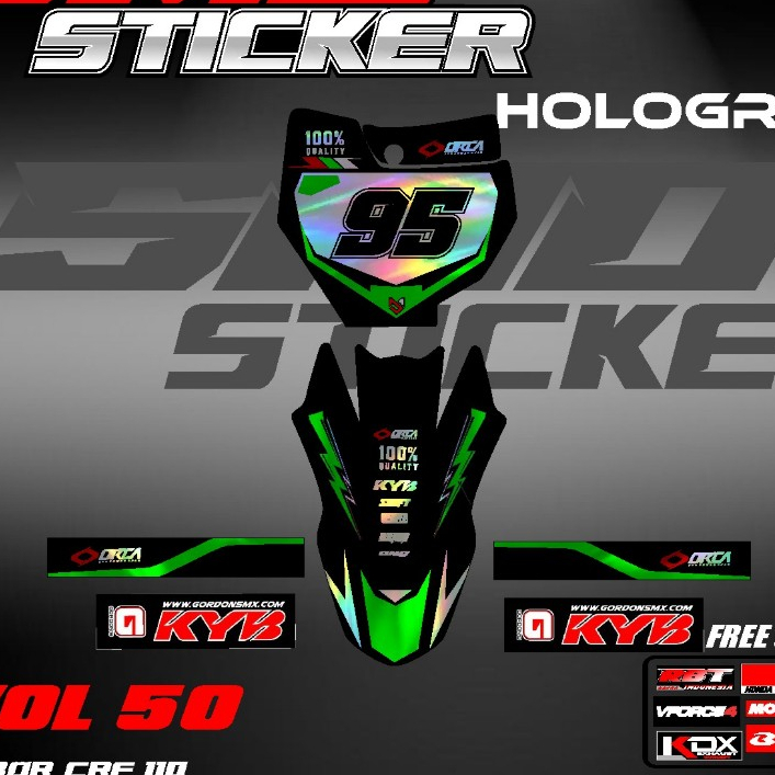 DECAL STICKER NUMBER PLATE KTM SPAKBOR CRF 110 HOLOGRAM STICKER ใหม่ล่าสุด MOST VIRAL SMD 50