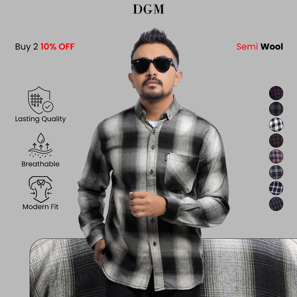 KEMEJA DGM Mens Premium Long Sleeve Flannel Shirt Mens Flannel Long Shirt Flannel Plaid Shirt Modern
