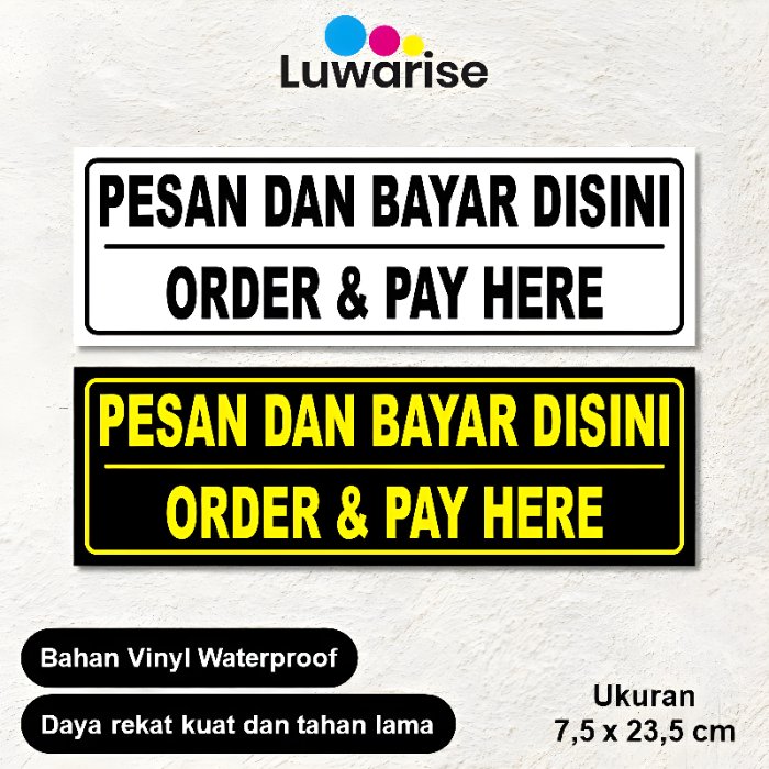 สติ๊กเกอร์ Luwrise Order Pay Here Order Pay Here วัสดุสติ๊กเกอร์ไวนิลกันน้ําระดับพรีเมียม
