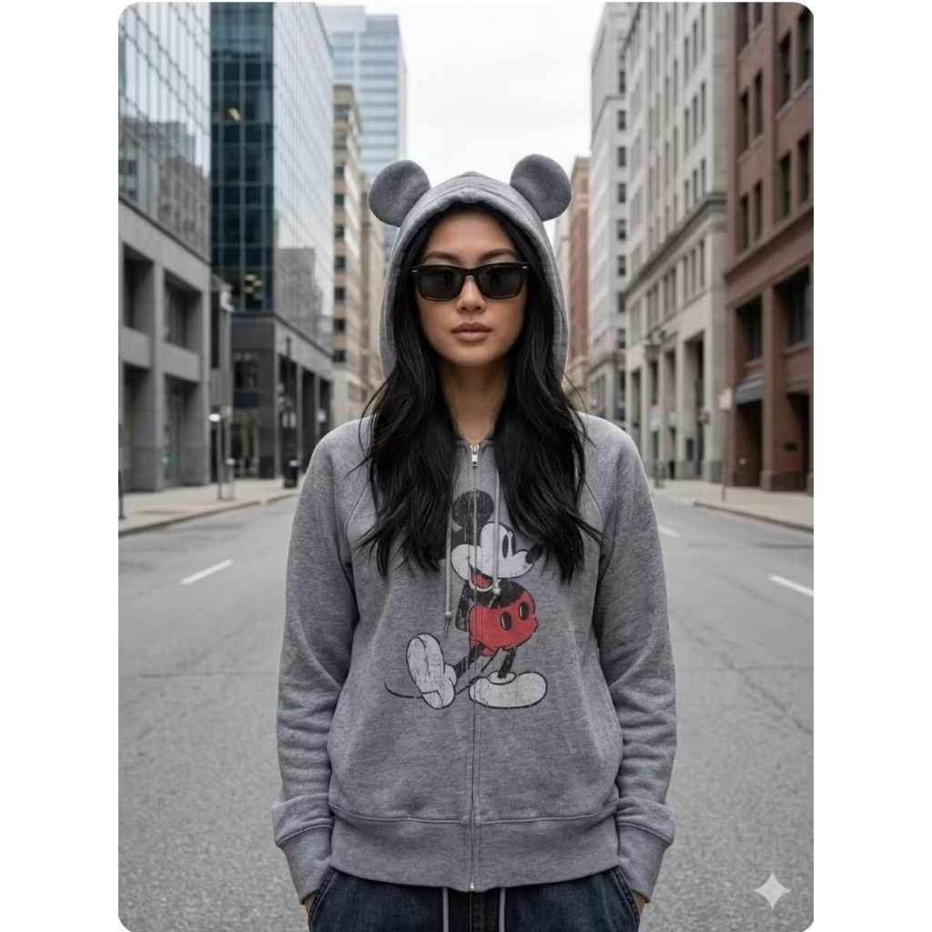 เสื้อฮู้ดมีซิป T*KY0 DINN*Y RES0RT 0R1 สําหรับ unisex ไซส์ S fit M (P61 x L51)