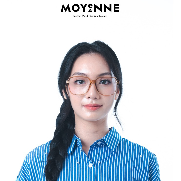 BIANCA by Moyenne Glasses - แว่นตาป้องกันรังสีบลูเรย์ไฮบริดของผู้หญิง Oversize Bluechromic