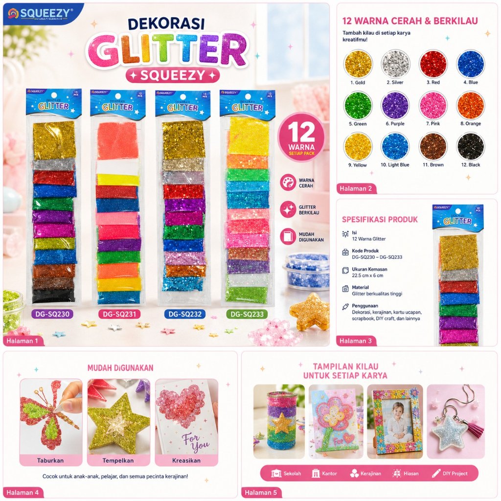 SQUEEZY กลิตเตอร์ตกแต่ง DG-SQ230~231~232~233 @12 สี