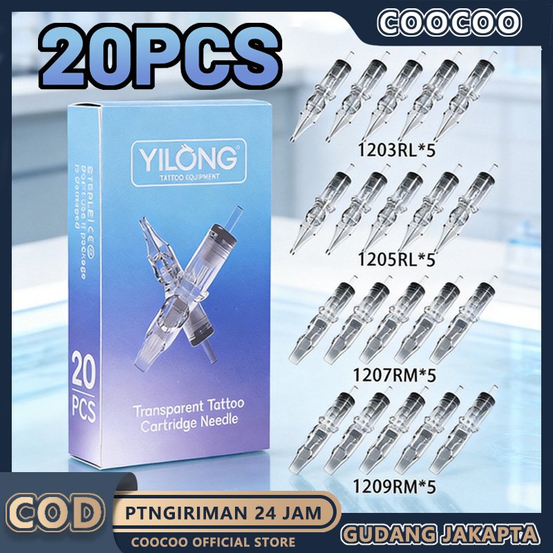YILONG TATTOO NEEDLES 20PCS all-in-one 20 เข็มสัก/Sterile เข็มสัก 20 ชิ้น