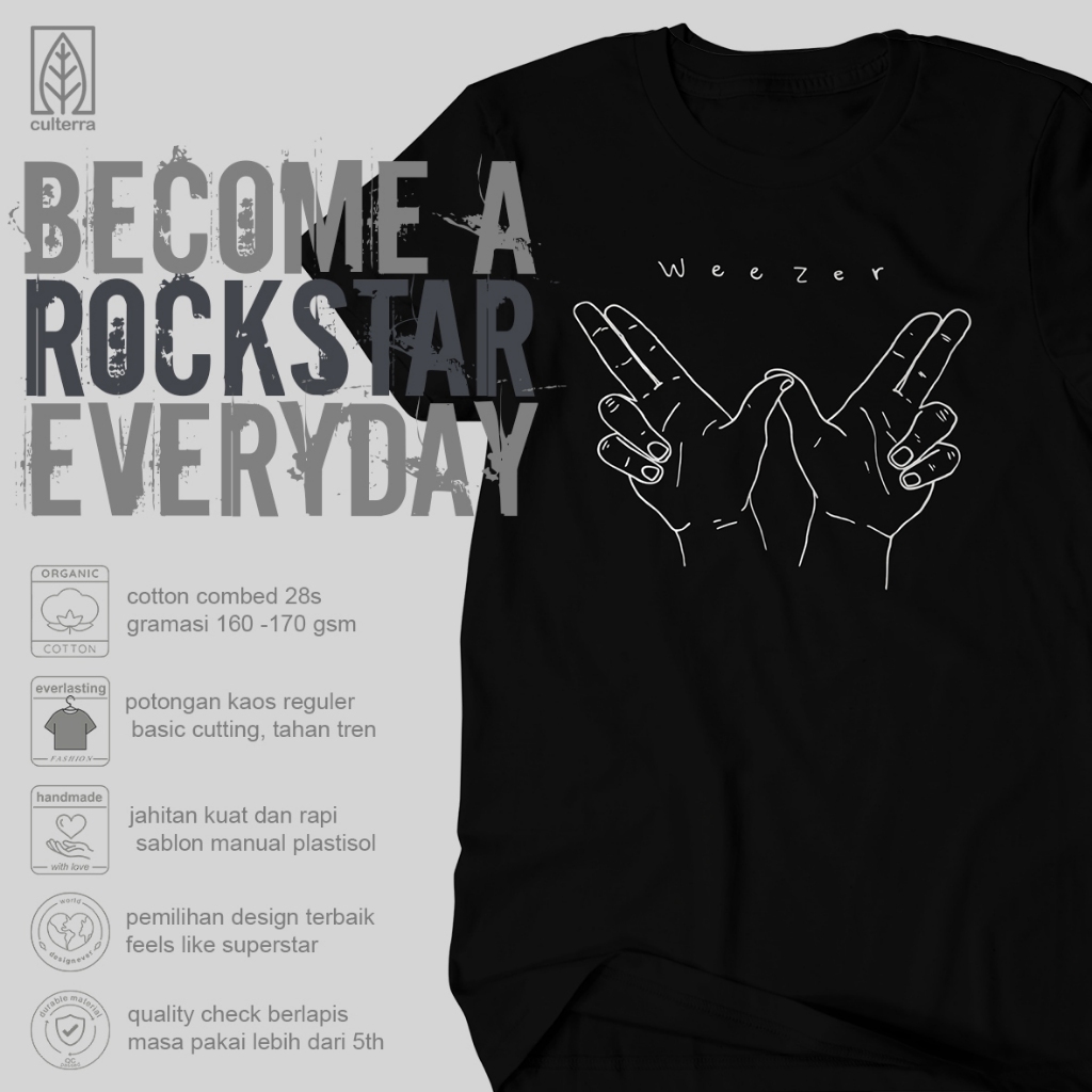 BAND T-SHIRT / เสื้อยืด WEEZER / WEZER HAND / PLASTSOL SCREEN PRINTING / รุ่น MONO