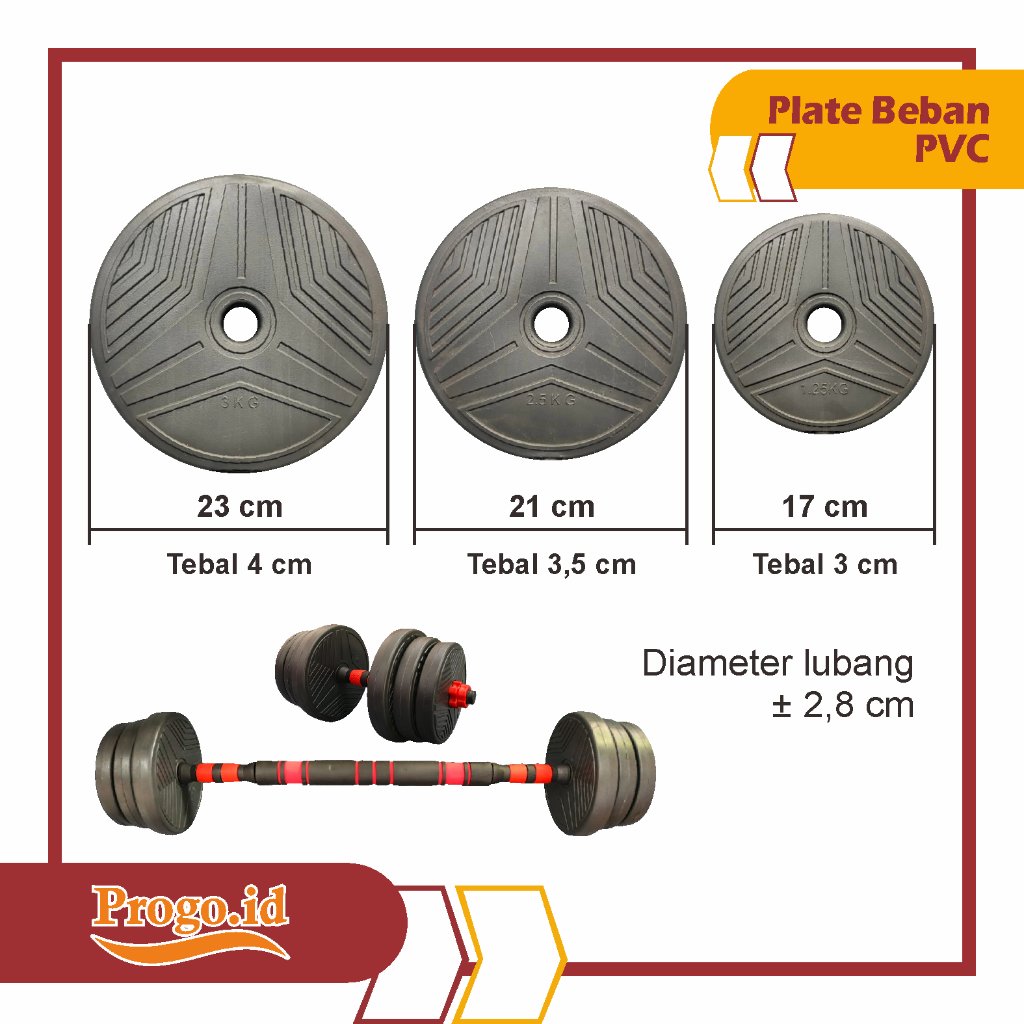 Barbell Dumbell Plate PVC Plate 3kg 2.5 Kg 1.25 Kg แผ่นน้ําหนัก แผ่นดัมเบล PVC Barbell