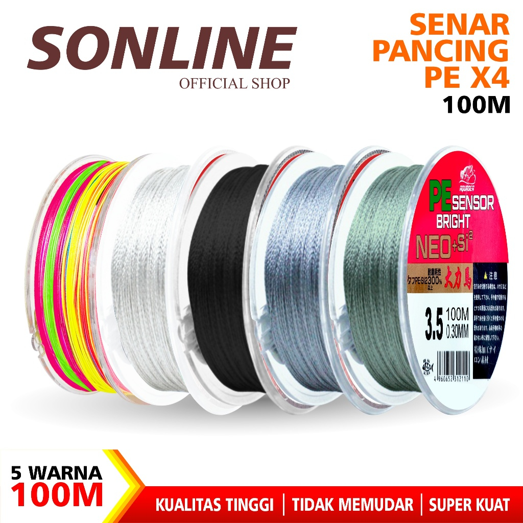 SONLINE สายตกปลา 100m 6 สี PE สายตกปลา Bright Sensor NEO+si2 สายตกปลาที่แข็งแกร่ง