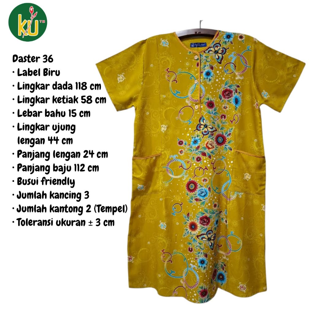 Kencana Ungu Daster 36 PTN ผีเสื้อสีฟ้าป้าย KUB LD 118 3 ปุ่มพยาบาลแม่กระเป๋าพยาบาล 2 รายการคอ Varia