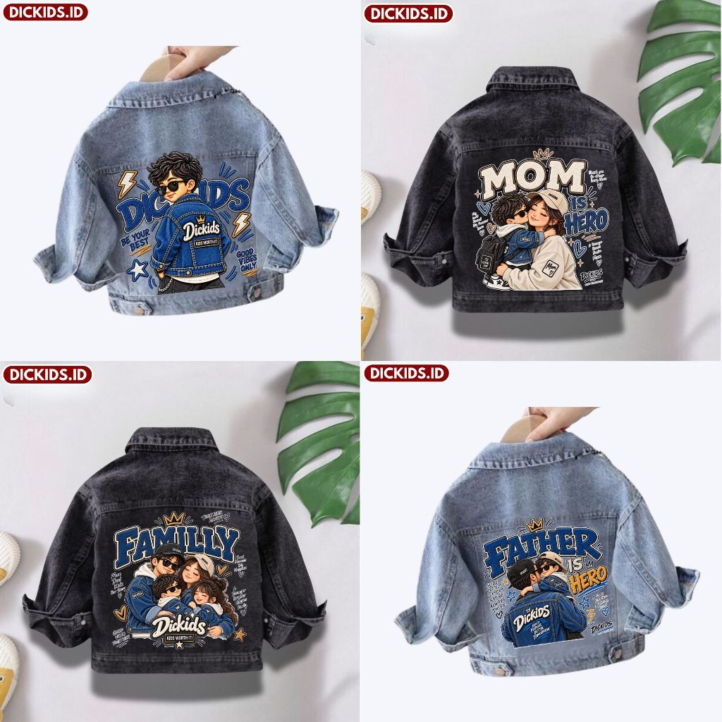 MOM IS HERO CHILDRENS JEANS JACKET AGES 1-7 ปี SNOW BLUE & SNOW BLACK