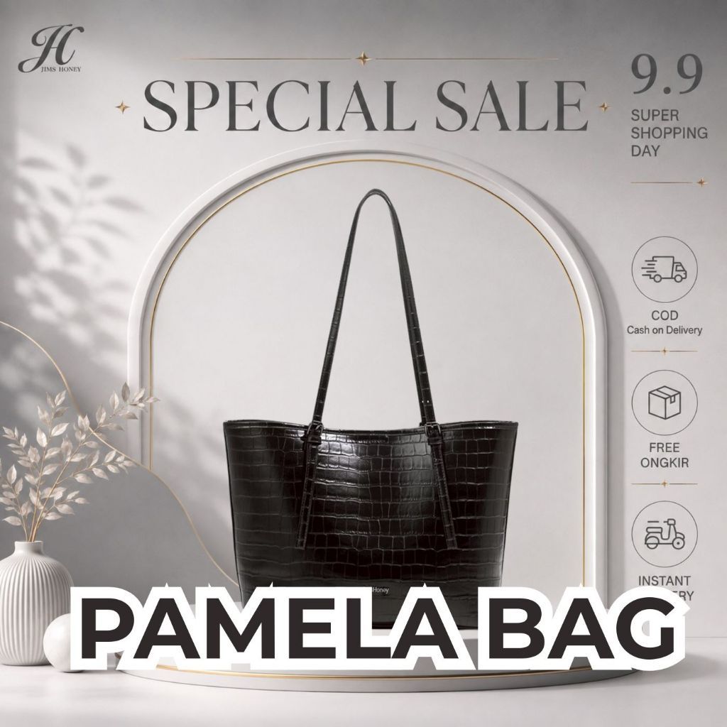 JIMS HONEY Womens Bag PAMELA BAG กระเป๋าโท้ตหนังล่าสุดสําหรับเด็กผู้หญิง Tote Bag สําหรับผู้หญิง