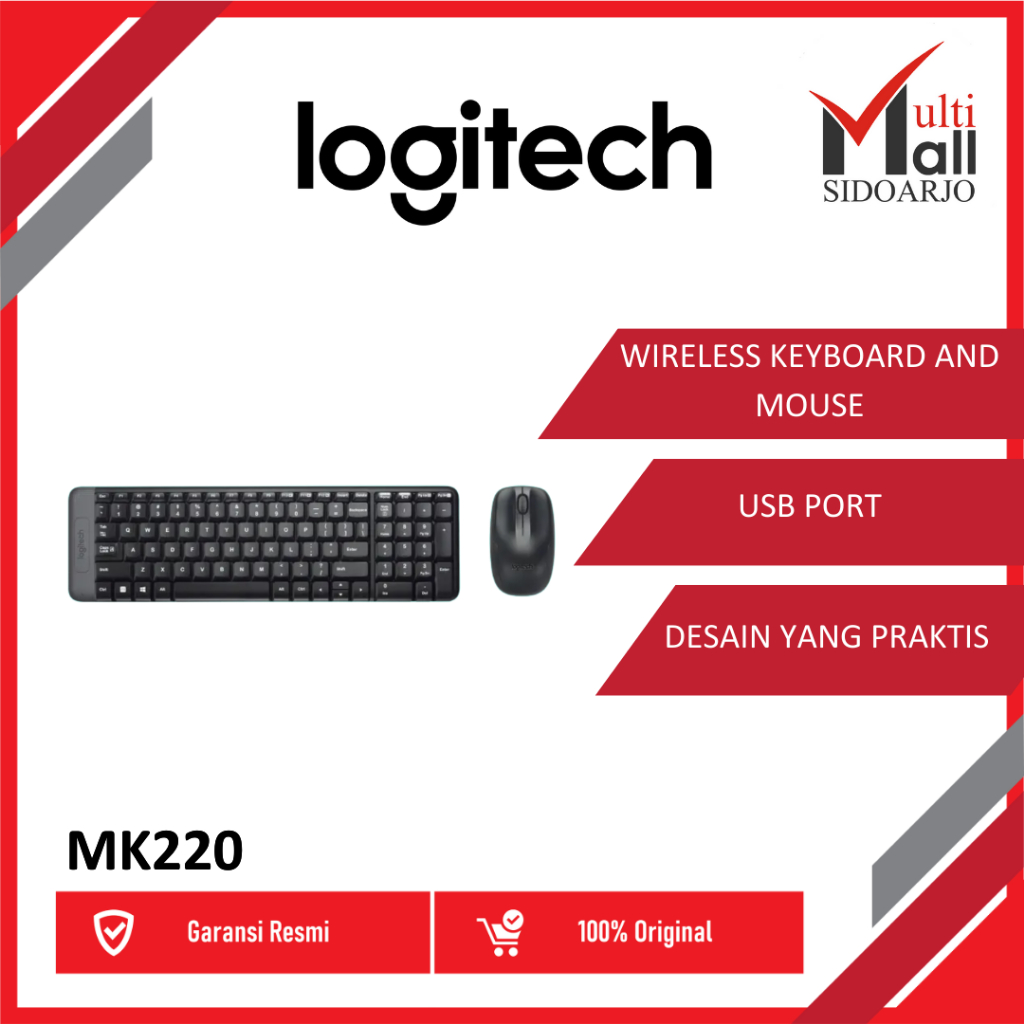 LOGITECH MK220 คีย์บอร์ดไร้สาย + เมาส์