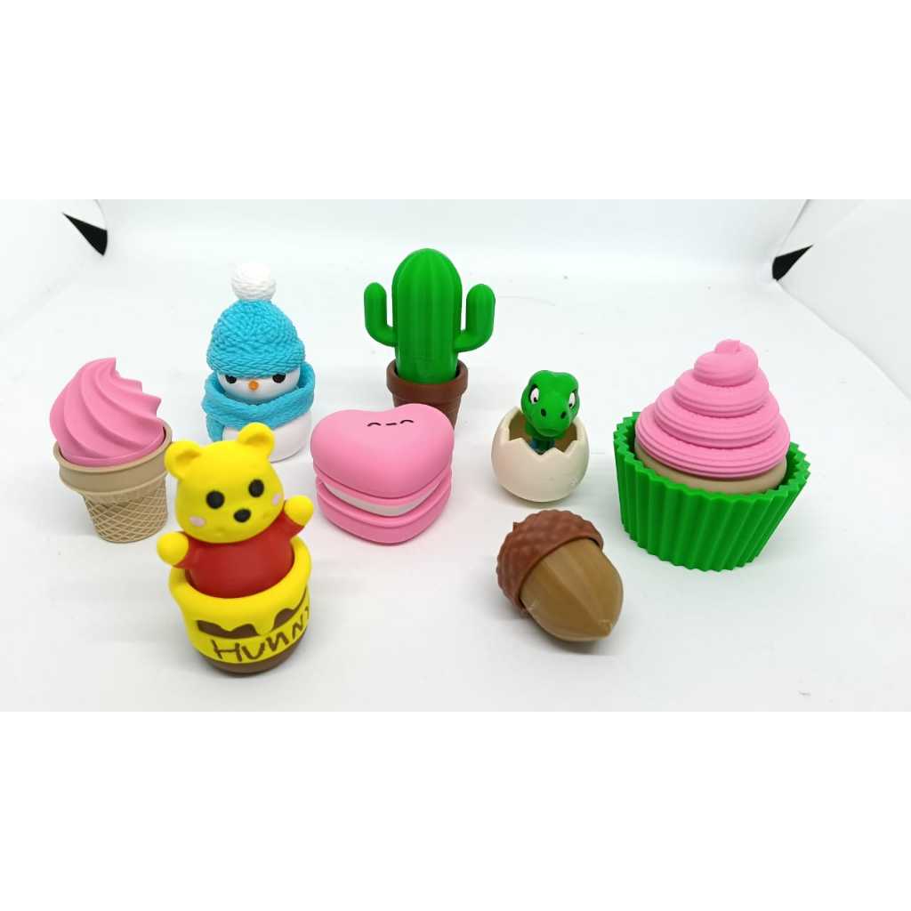 GANTUNGAN STRESS CHANGING KEYCHAIN CLICKER ASMR FIDGET ของเล่น ACORN PEANUTS POKO CUPCAKE CACTUS DIN